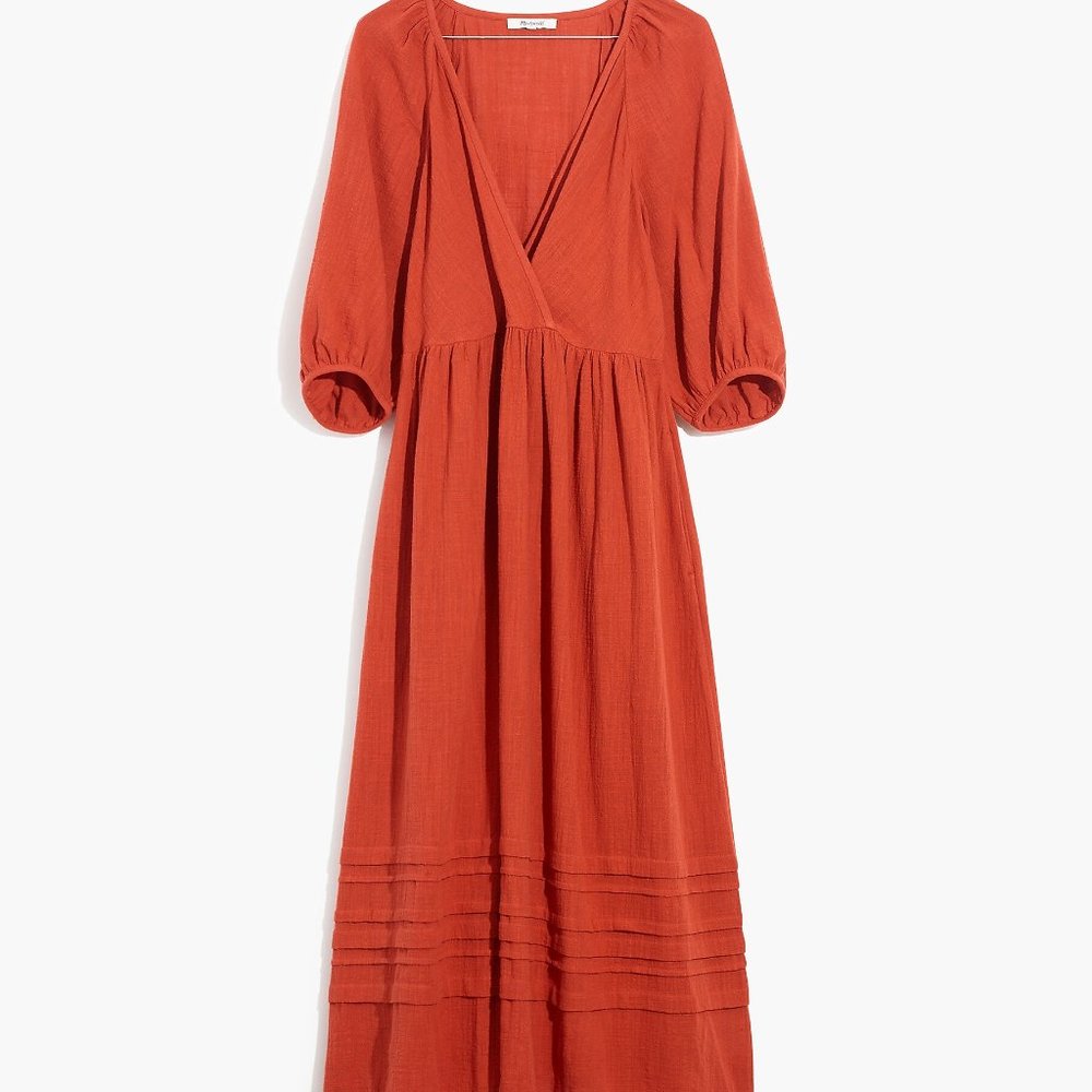 Madewell Marianna Puff-Sleeve Midi Dress Size S